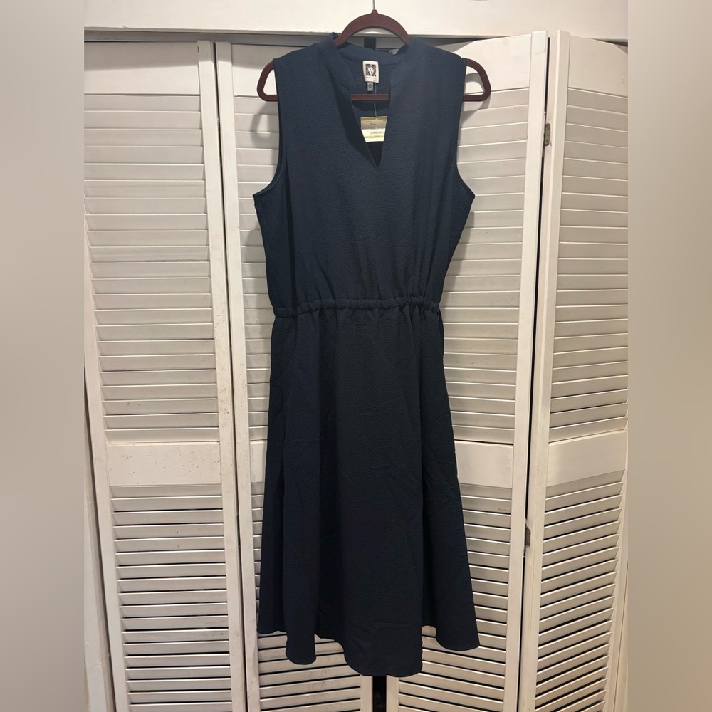 Anne Klein Navy Midi Dress w pockets